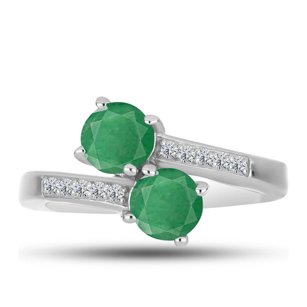 Anillo de Plata con Esmeralda de Brasil y Topacio Blanco 1 