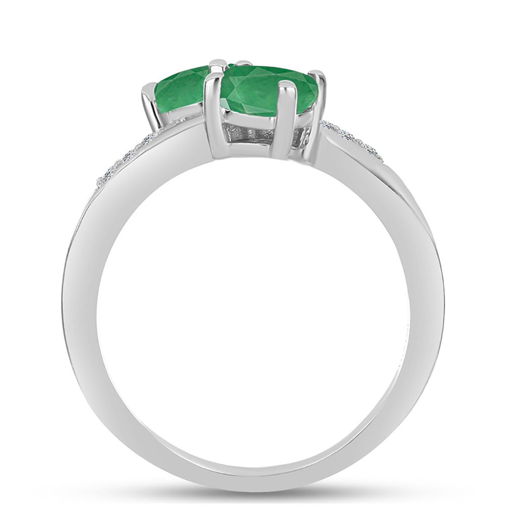 Anillo de Plata con Esmeralda de Brasil y Topacio Blanco 2 