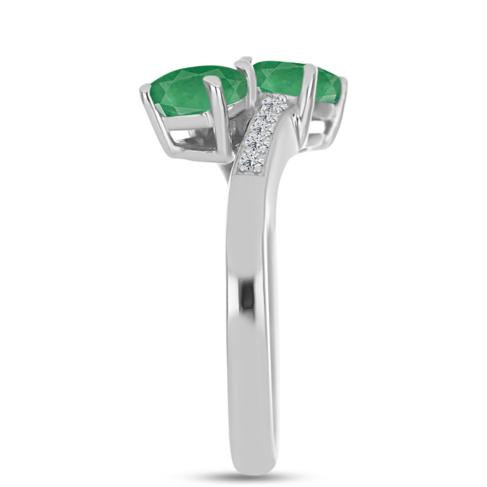 Anillo de Plata con Esmeralda de Brasil y Topacio Blanco 4 