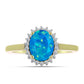 Anillo de Plata Bañada en Oro con Ópalo Azul Paraiba de Etiopía y Topacio Blanco
