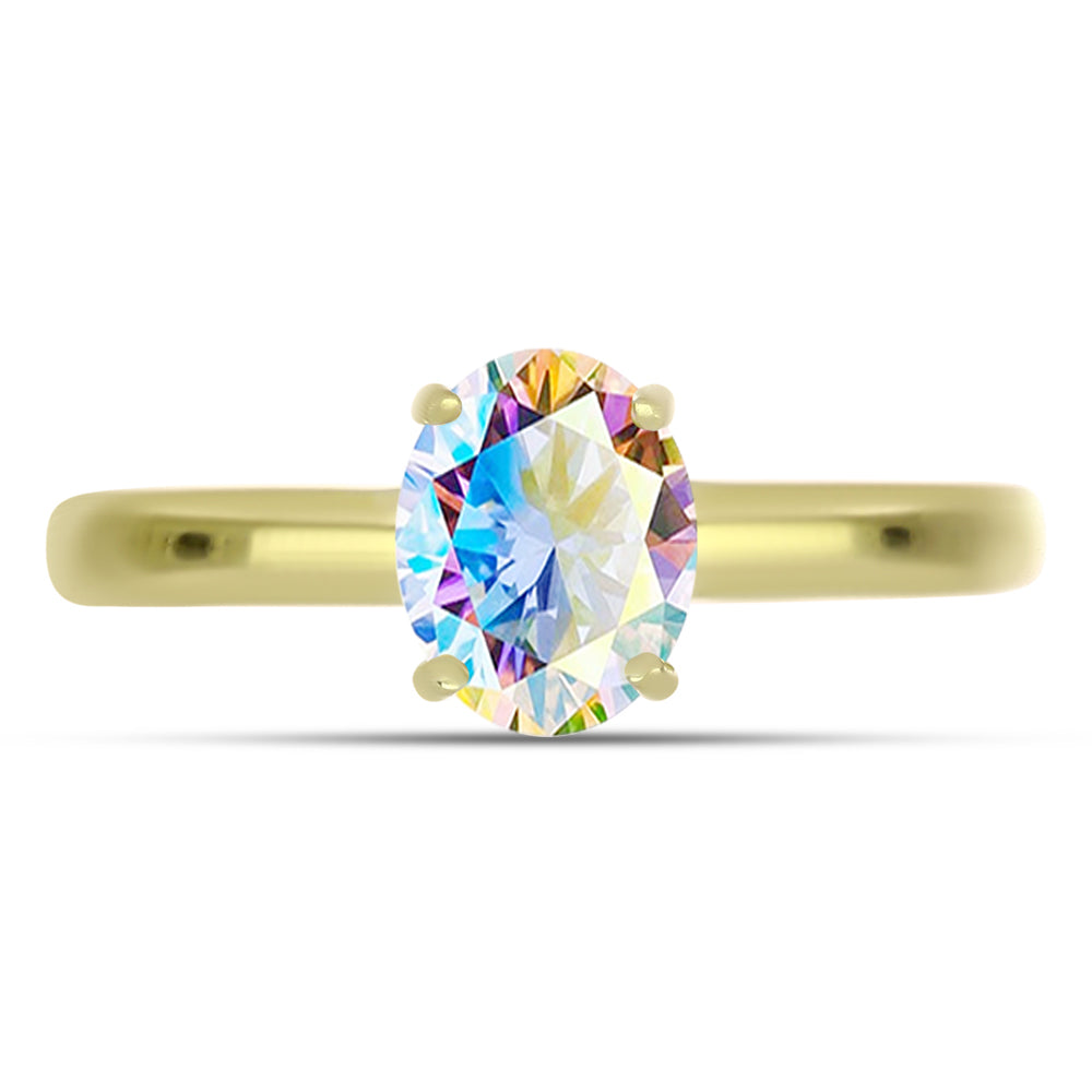 Anillo de Plata Bañada en Oro con Moisanita hielo 1 
