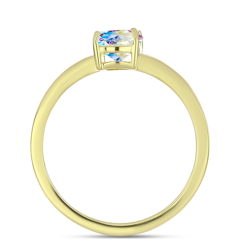 Anillo de Plata Bañada en Oro con Moisanita hielo 2 