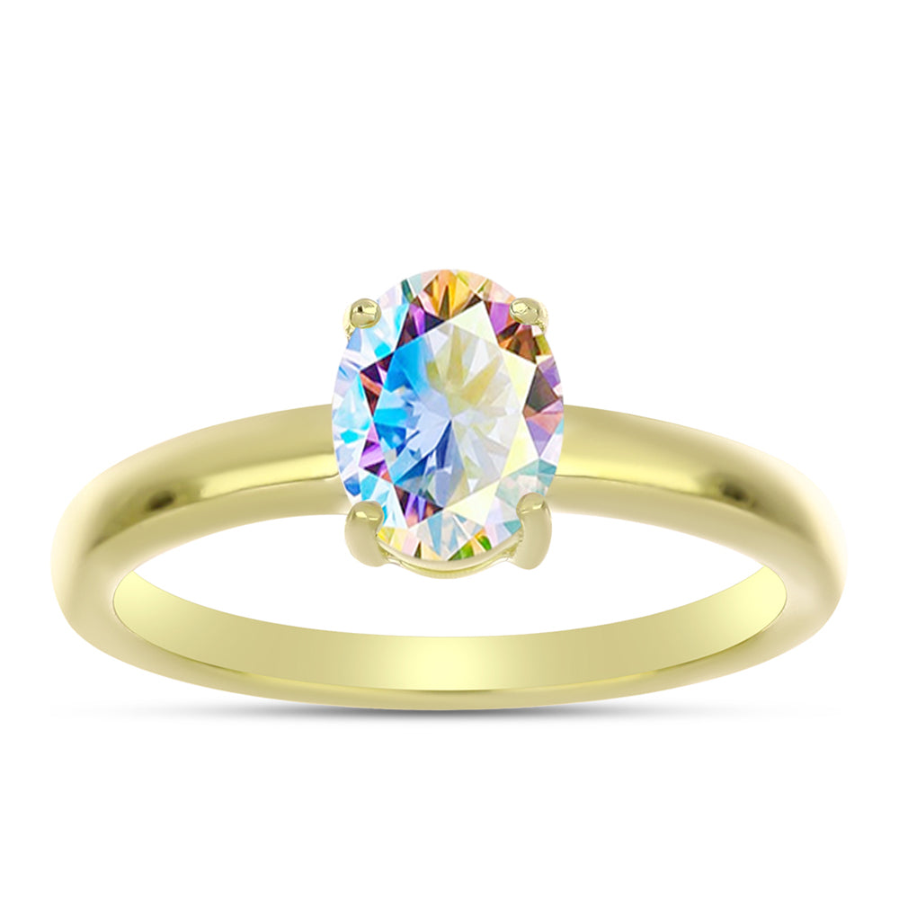 Anillo de Plata Bañada en Oro con Moisanita hielo 3 