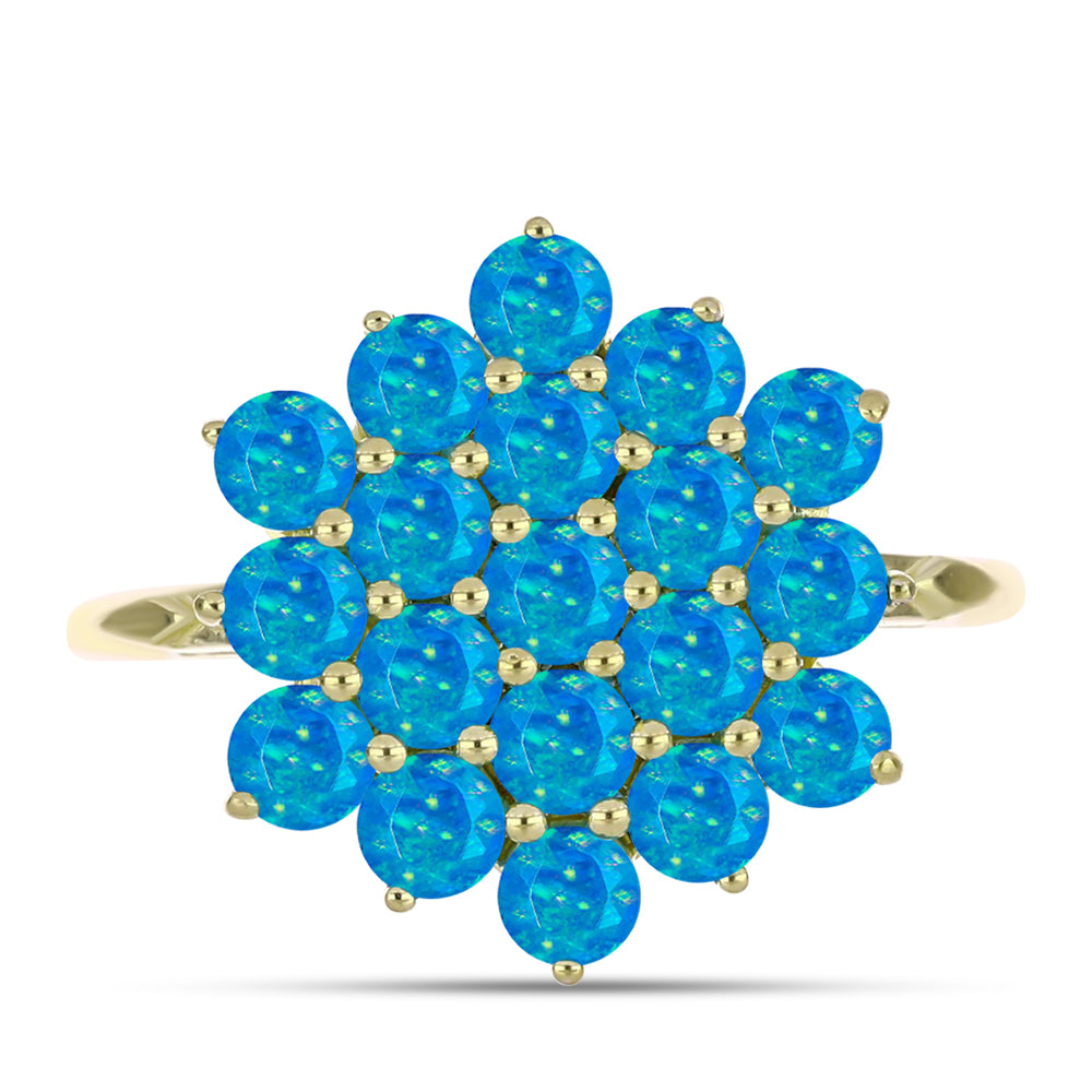 Anillo de Plata Bañada en Oro con Ópalo Azul Paraiba de Etiopía
