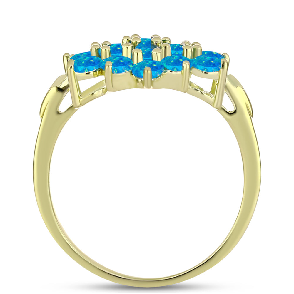 Anillo de Plata Bañada en Oro con Ópalo Azul Paraiba de Etiopía 2 