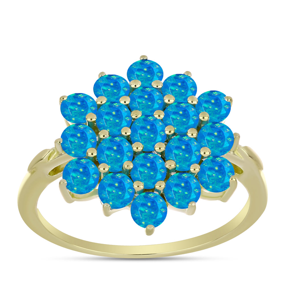 Anillo de Plata Bañada en Oro con Ópalo Azul Paraiba de Etiopía 3 