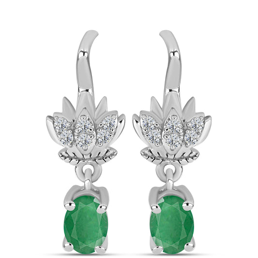 Pendientes de Plata con Esmeralda de Brasil y Topacio Blanco
