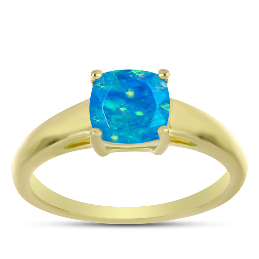 Anillo de Plata Bañada en Oro con Ópalo Azul Paraiba de Etiopía 3 