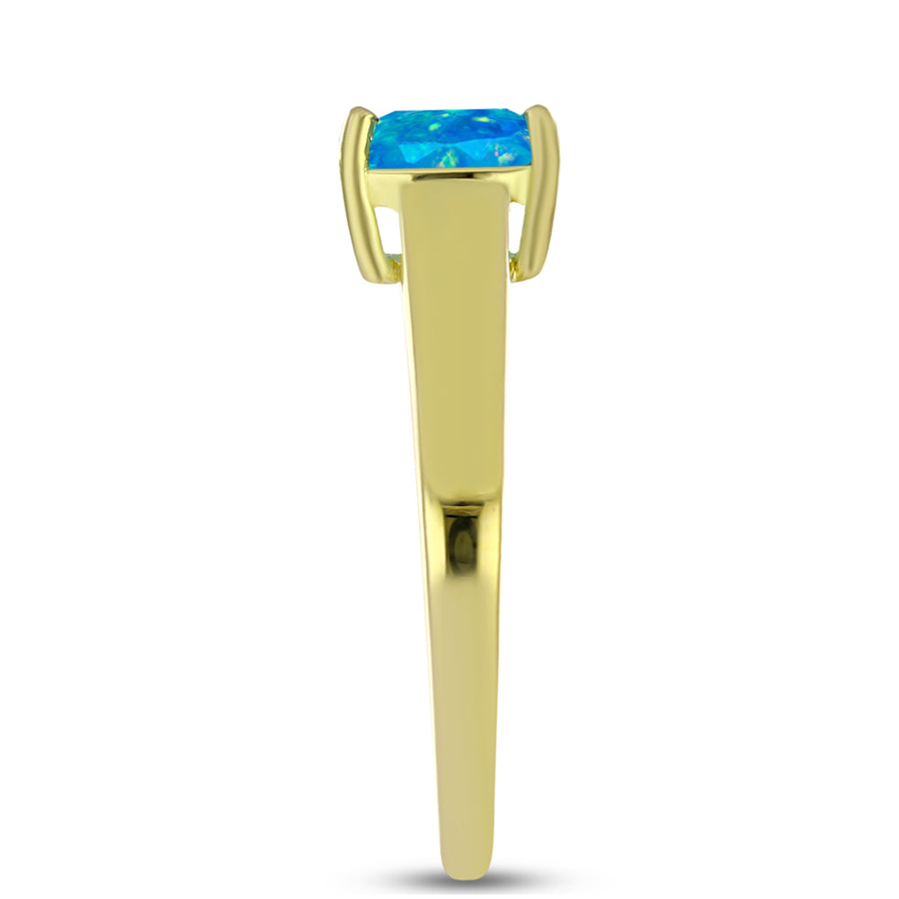 Anillo de Plata Bañada en Oro con Ópalo Azul Paraiba de Etiopía