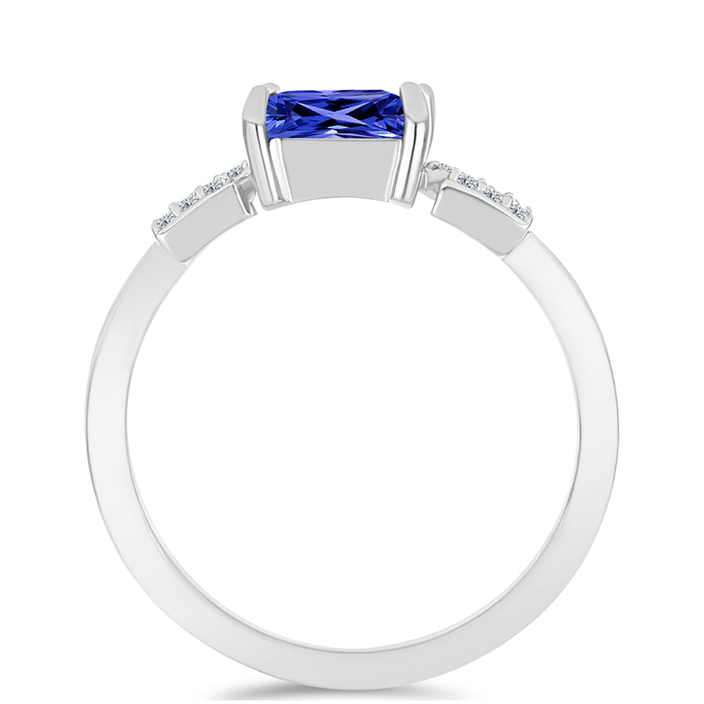 Anillo de Plata con Tanzanita y Topacio Blanco