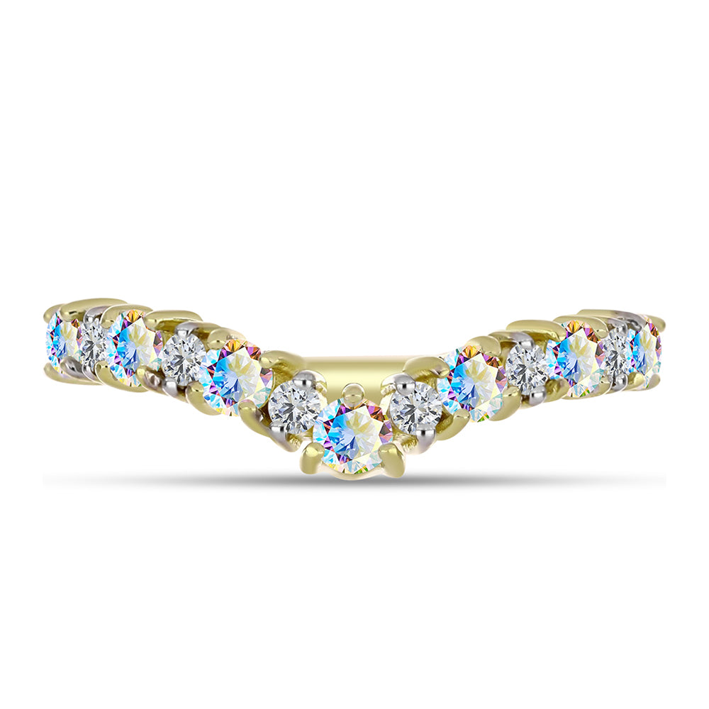 Anillo de Plata Bañada en Oro con Moisanita hielo y Topacio Blanco