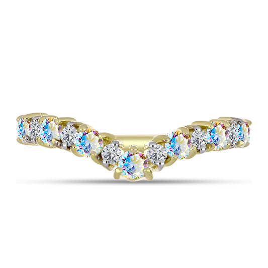 Anillo de Plata Bañada en Oro con Moisanita hielo y Topacio Blanco