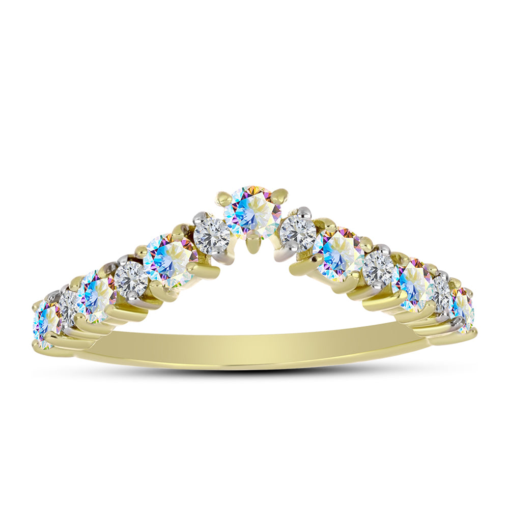 Anillo de Plata Bañada en Oro con Moisanita hielo y Topacio Blanco