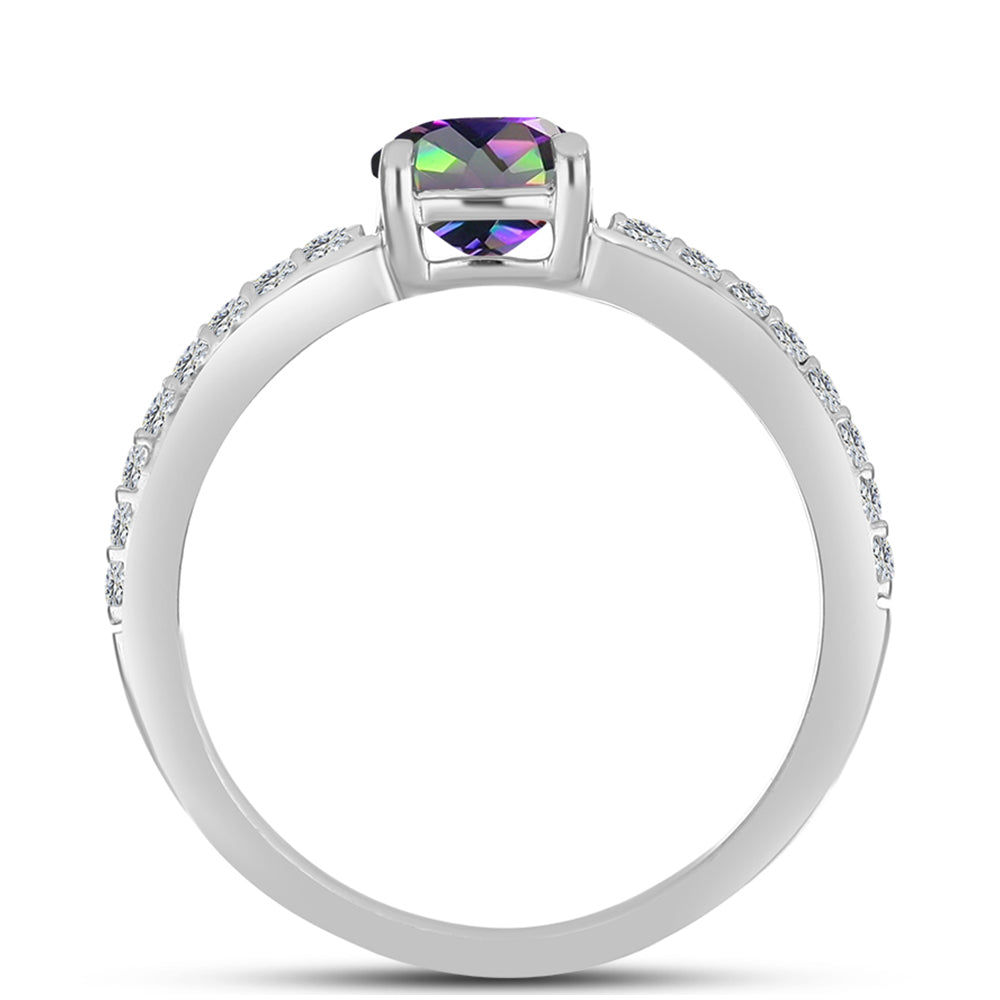 Anillo de Plata con Topacio Místico y Topacio Blanco 2 