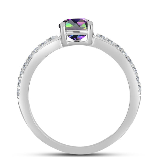 Anillo de Plata con Topacio Místico y Topacio Blanco