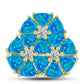Anillo de Plata Bañada en Oro con Ópalo Azul Paraiba de Etiopía y Topacio Blanco