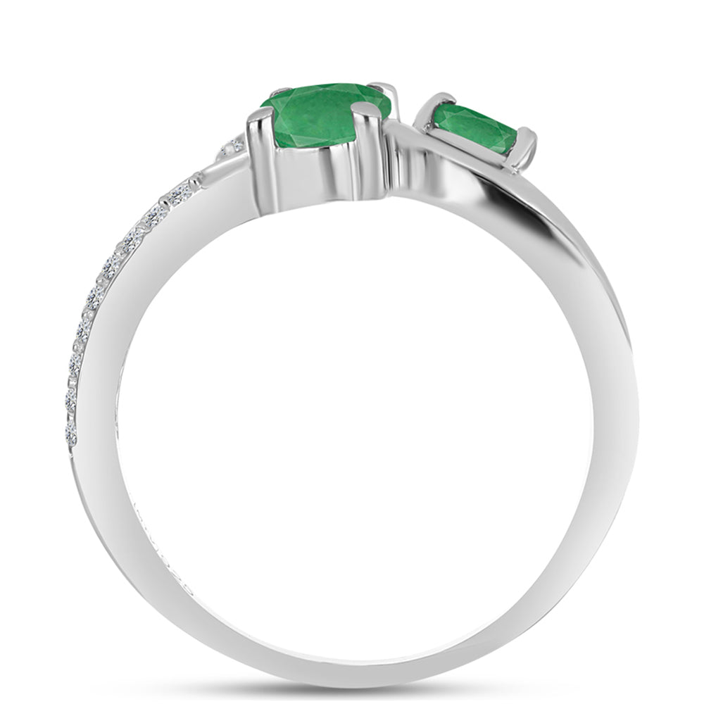 Anillo de Plata con Esmeralda de Brasil y Topacio Blanco 2 
