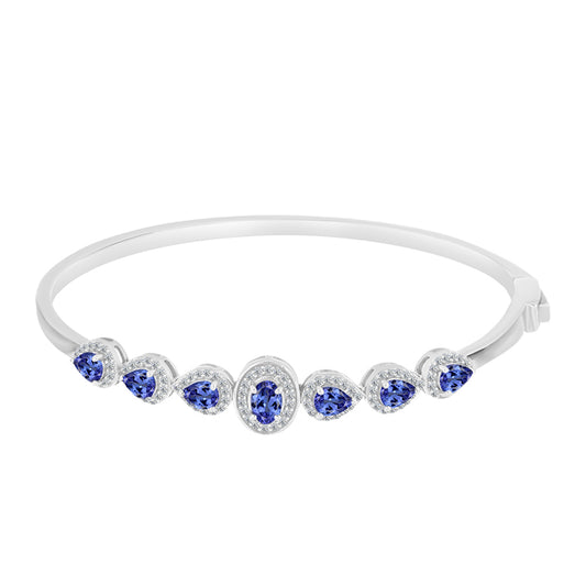 Brazalete de Plata con Tanzanita y Topacio Blanco