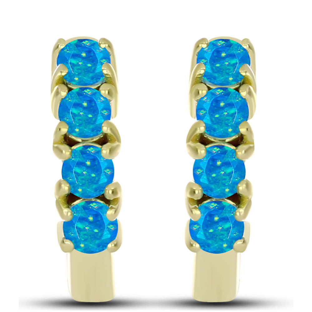 Pendientes de Plata Bañada en Oro con Ópalo Azul Paraiba de Etiopía