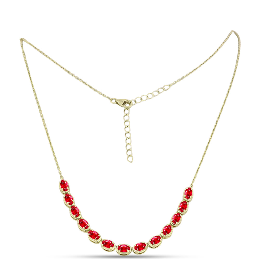 Collar de Plata Bañada en Oro con Ágata Roja 1 