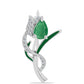 Broche de Plata con Esmeralda de Brasil y Topacio Blanco