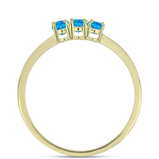 Anillo de Plata Bañada en Oro con Ópalo Azul Paraiba de Etiopía