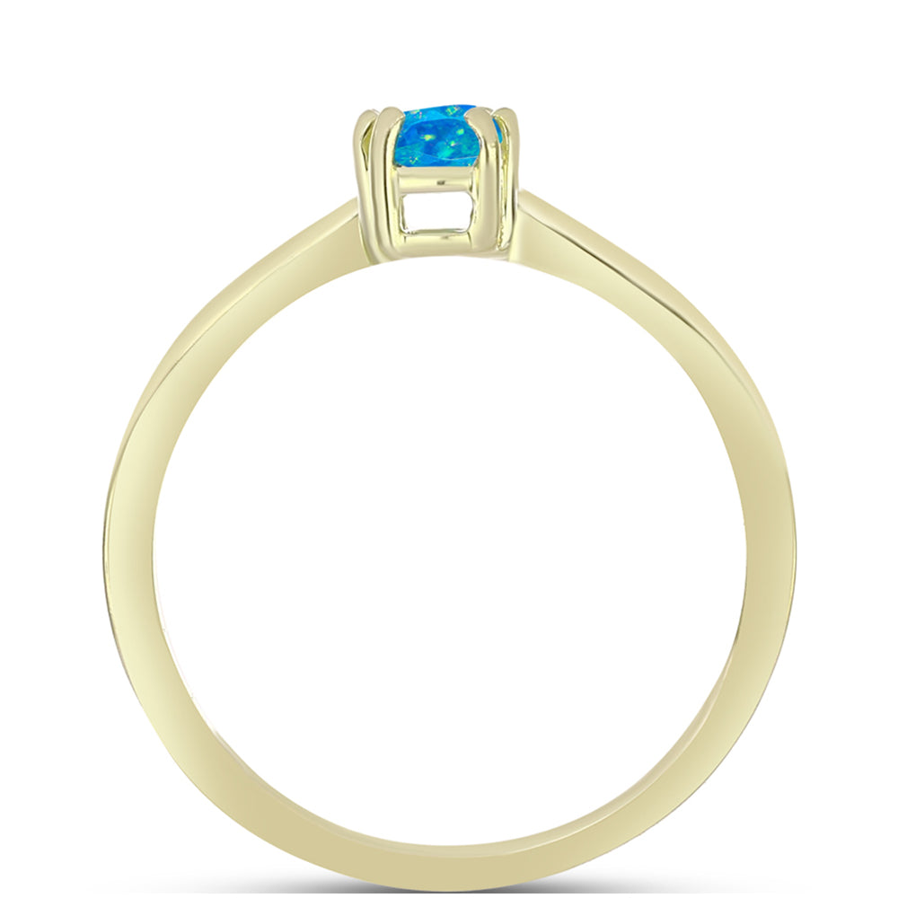 Anillo de Plata Bañada en Oro con Ópalo Azul Paraiba de Etiopía 2 