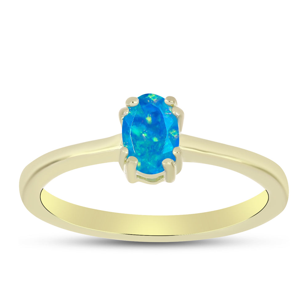 Anillo de Plata Bañada en Oro con Ópalo Azul Paraiba de Etiopía 3 