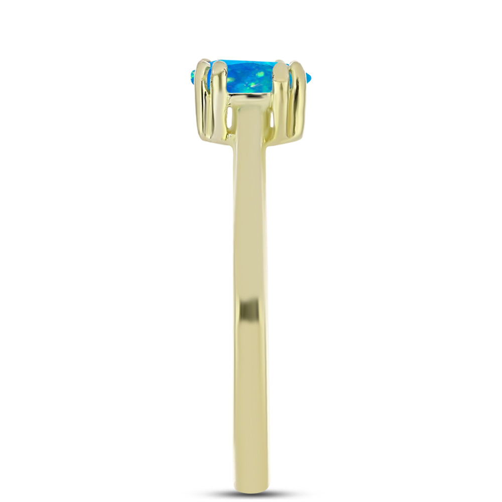 Anillo de Plata Bañada en Oro con Ópalo Azul Paraiba de Etiopía 4 