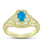 Anillo de Plata Bañada en Oro con Ópalo Azul Paraiba de Etiopía