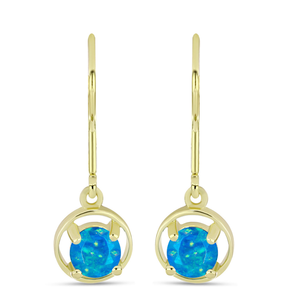 Pendientes de Plata Bañada en Oro con Ópalo Azul Paraiba de Etiopía 1 