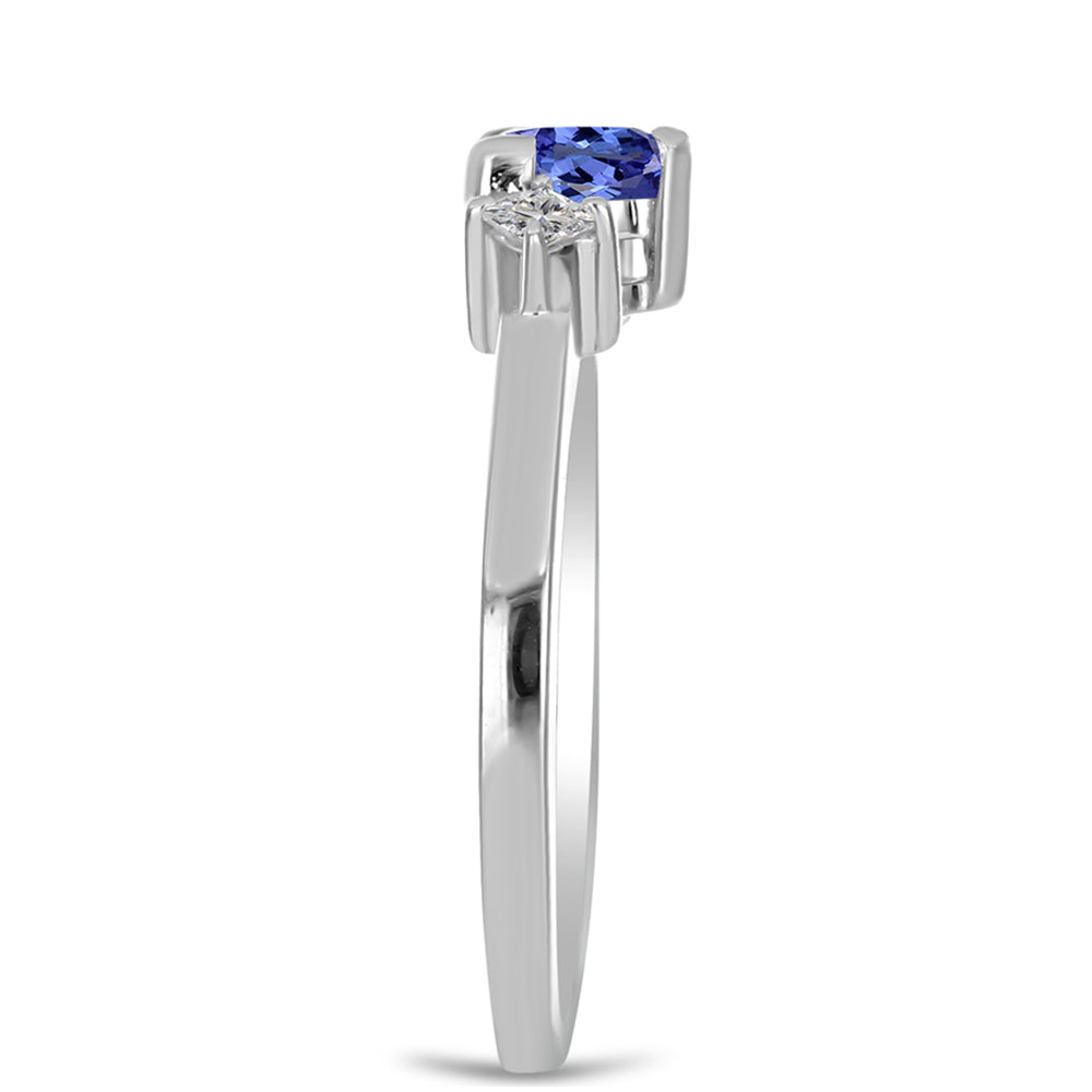 Anillo de Plata con Tanzanita y Topacio Blanco 4 