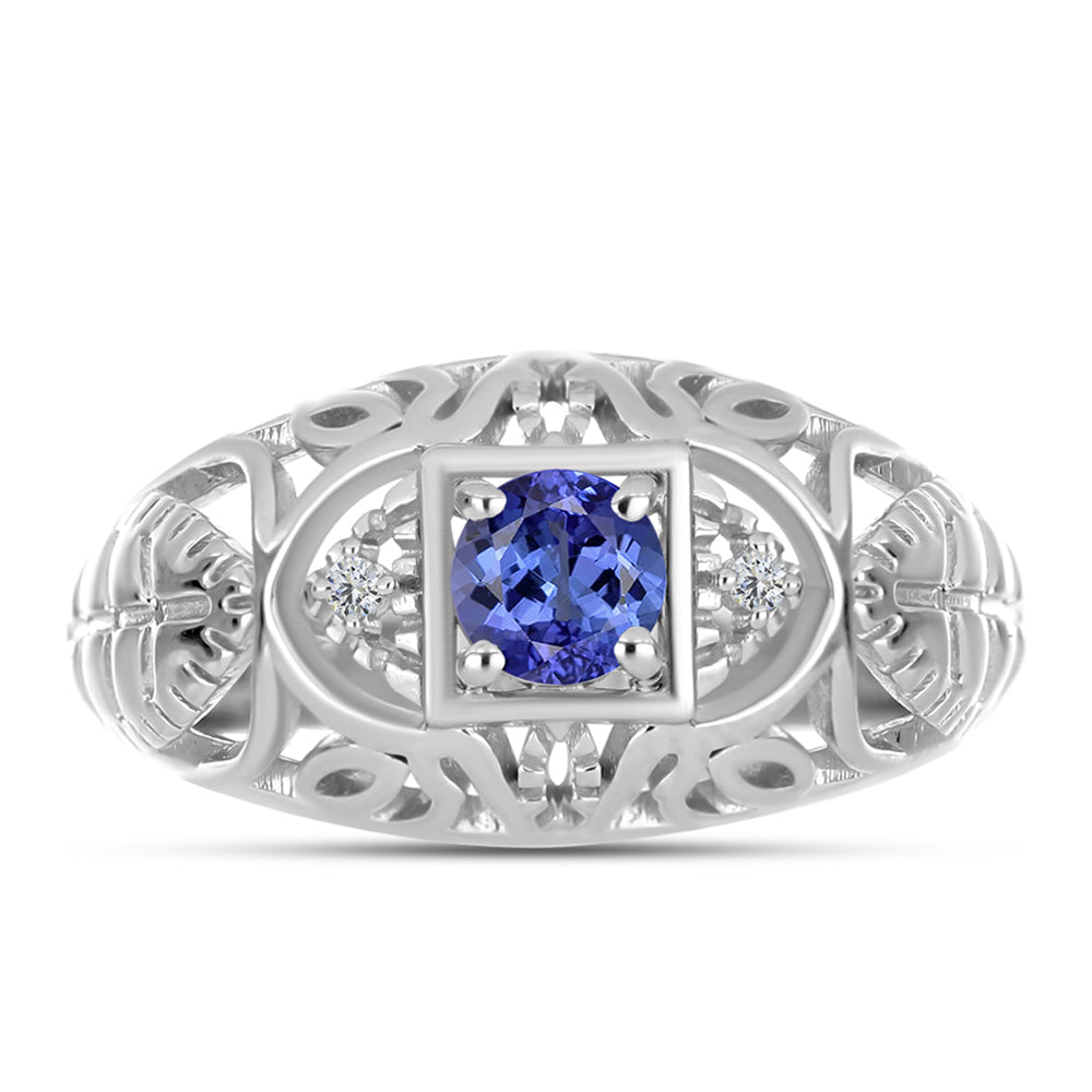 Anillo de Plata con Tanzanita y Topacio Blanco 1 