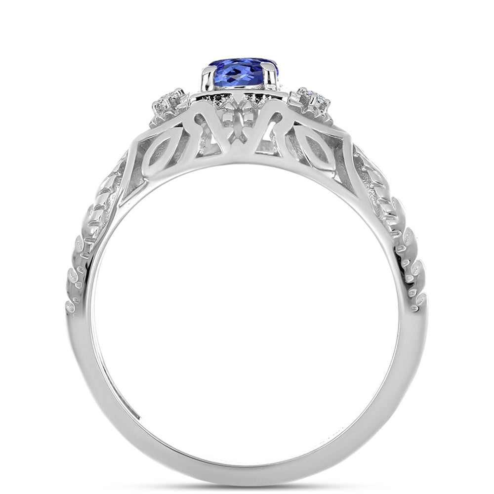 Anillo de Plata con Tanzanita y Topacio Blanco