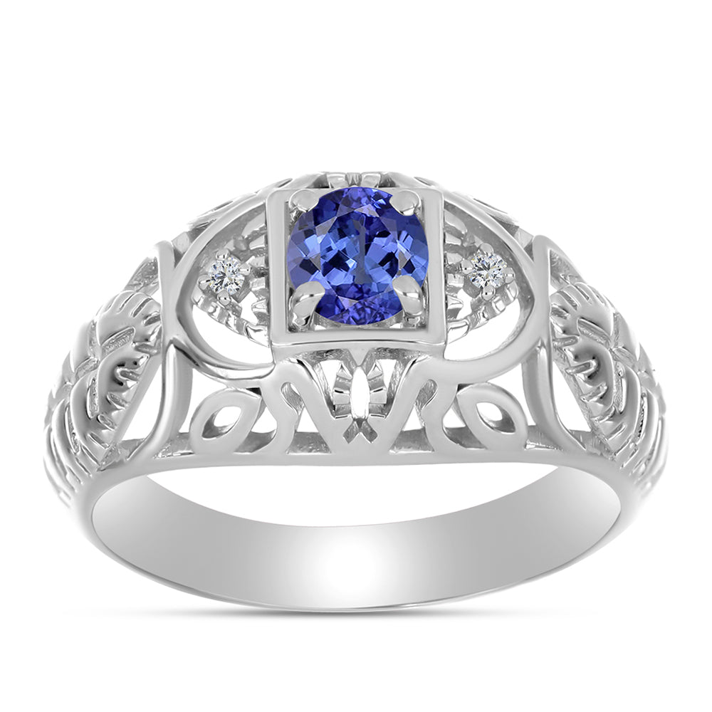 Anillo de Plata con Tanzanita y Topacio Blanco