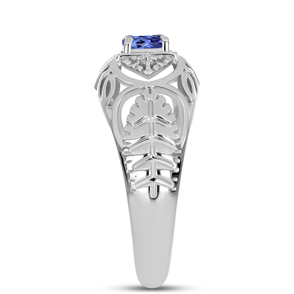 Anillo de Plata con Tanzanita y Topacio Blanco