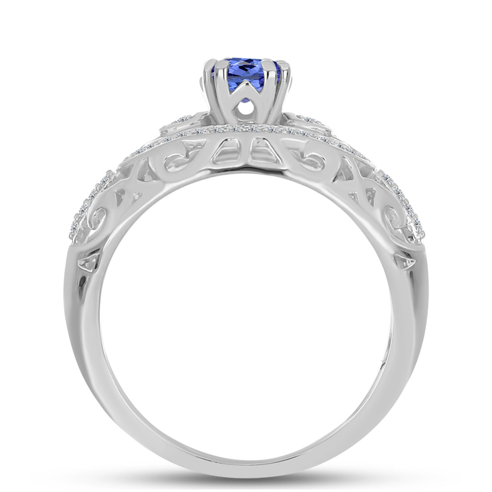 Anillo de Plata con Tanzanita y Topacio Blanco