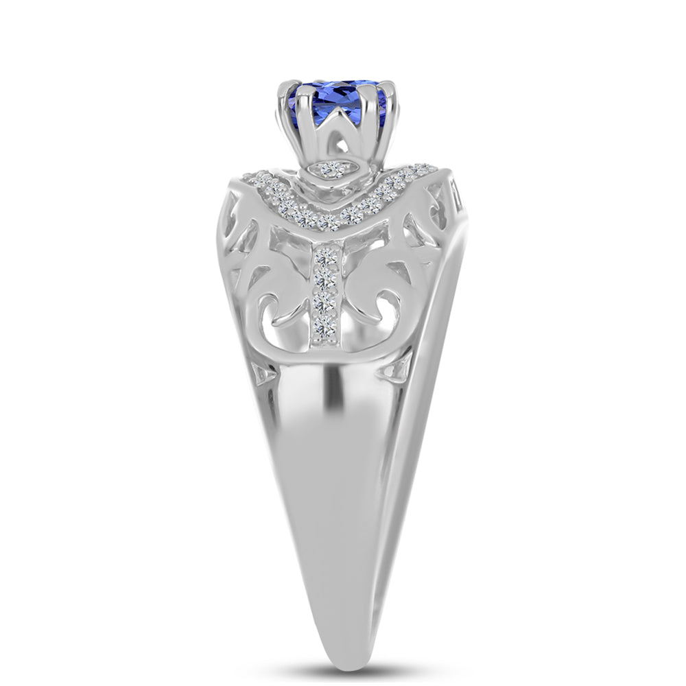 Anillo de Plata con Tanzanita y Topacio Blanco 4 