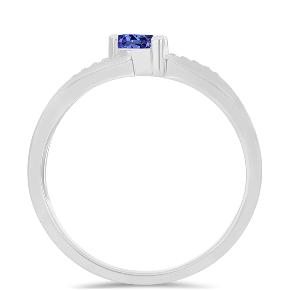 Anillo de Plata con Tanzanita y Topacio Blanco