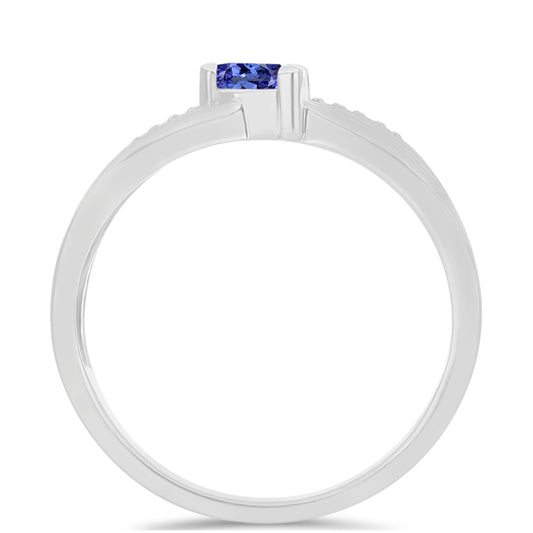 Anillo de Plata con Tanzanita y Topacio Blanco