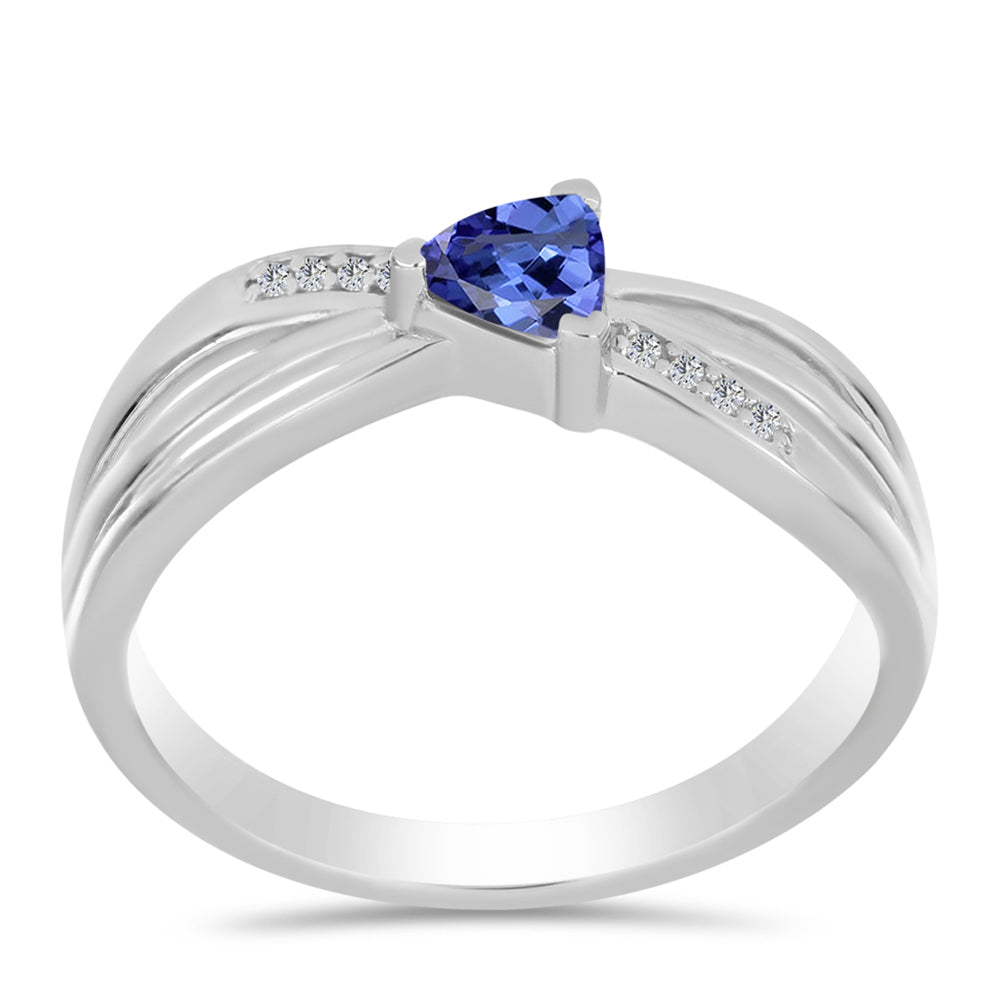 Anillo de Plata con Tanzanita y Topacio Blanco