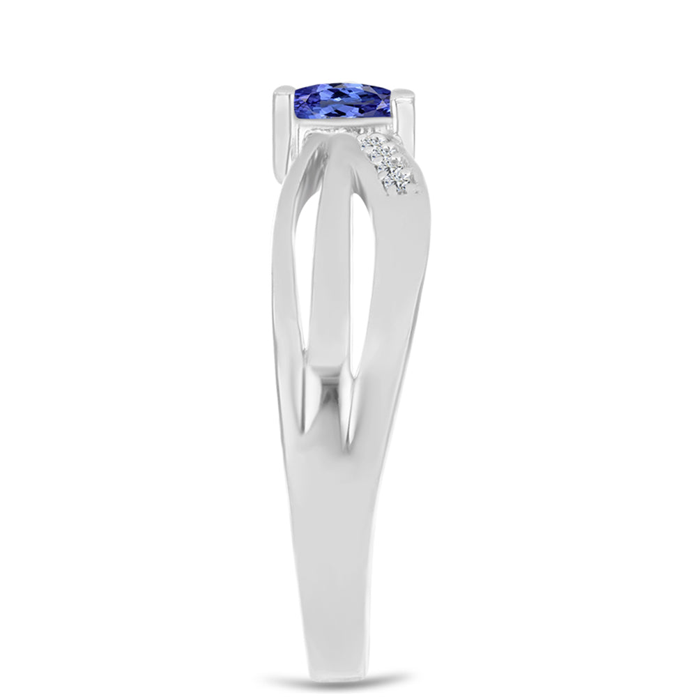 Anillo de Plata con Tanzanita y Topacio Blanco