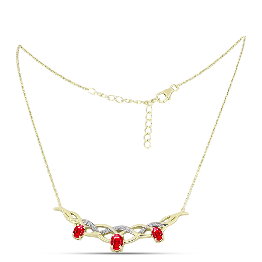 Collar de Plata Bañada en Oro con Ágata Roja 1 
