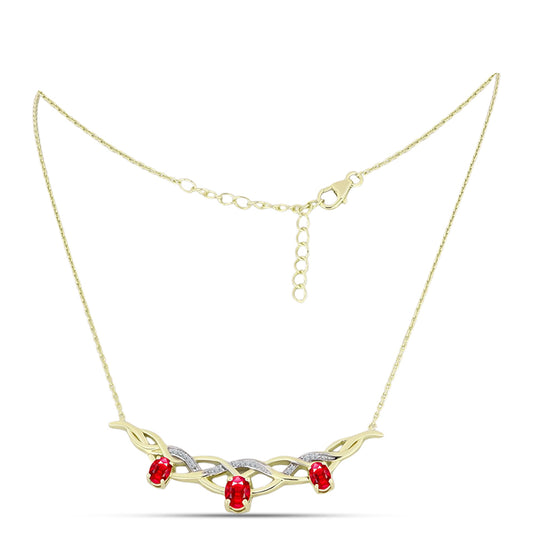 Collar de Plata Bañada en Oro con Ágata Roja
