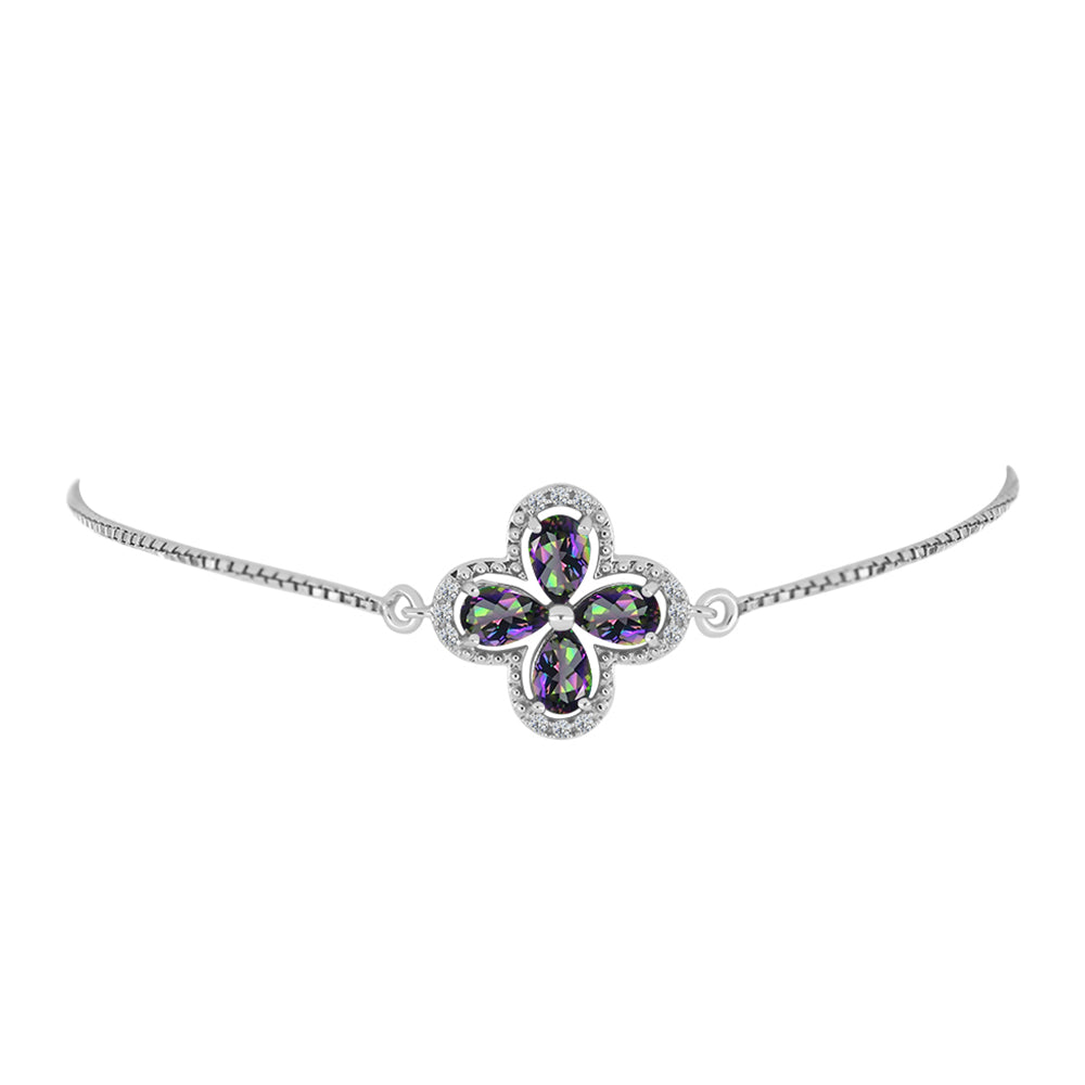 Pulsera de Plata con Topacio Místico y Topacio Blanco 2 
