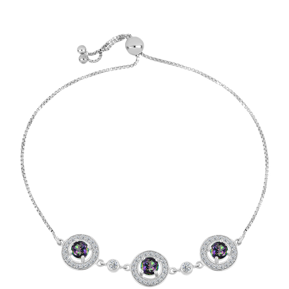 Pulsera de Plata con Topacio Místico y Topacio Blanco