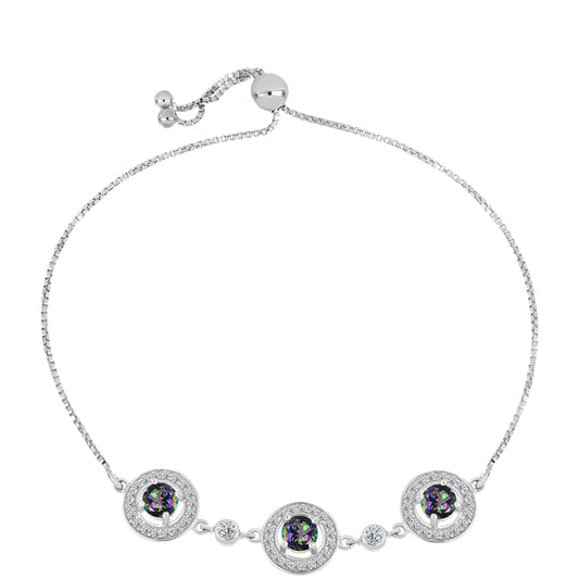 Pulsera de Plata con Topacio Místico y Topacio Blanco