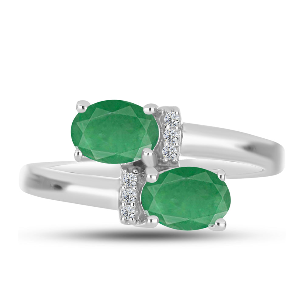 Anillo de Plata con Esmeralda de Brasil y Topacio Blanco 1 