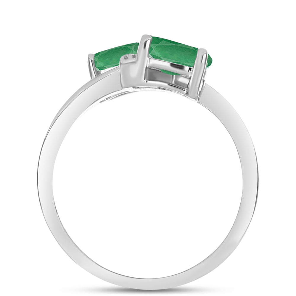 Anillo de Plata con Esmeralda de Brasil y Topacio Blanco 2 