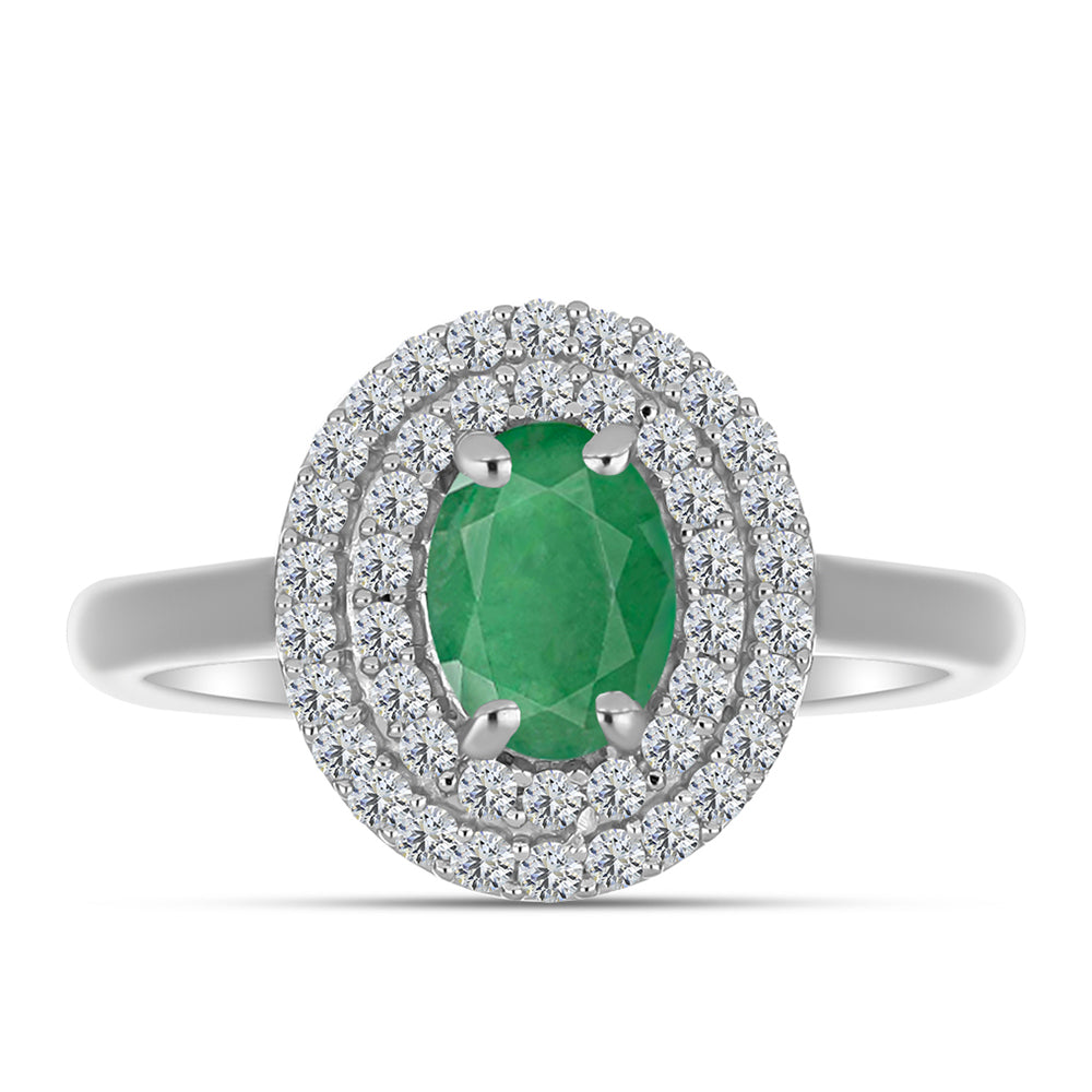 Anillo de Plata con Esmeralda de Brasil y Topacio Blanco 1 